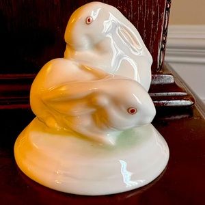 Herend Two Bunnies Figurine